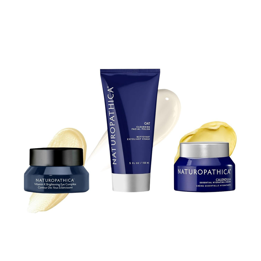 Vitamin K Brightening Eye Complex & Hydrating Skincare Set with Cleanser, Eye Cream & Moisturizer