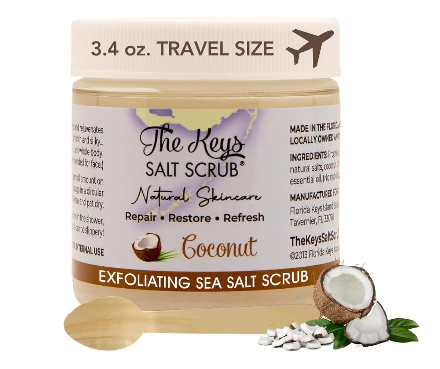 The Keys Sea Salt Exfoliating Body Scrub with Wooden Spoon