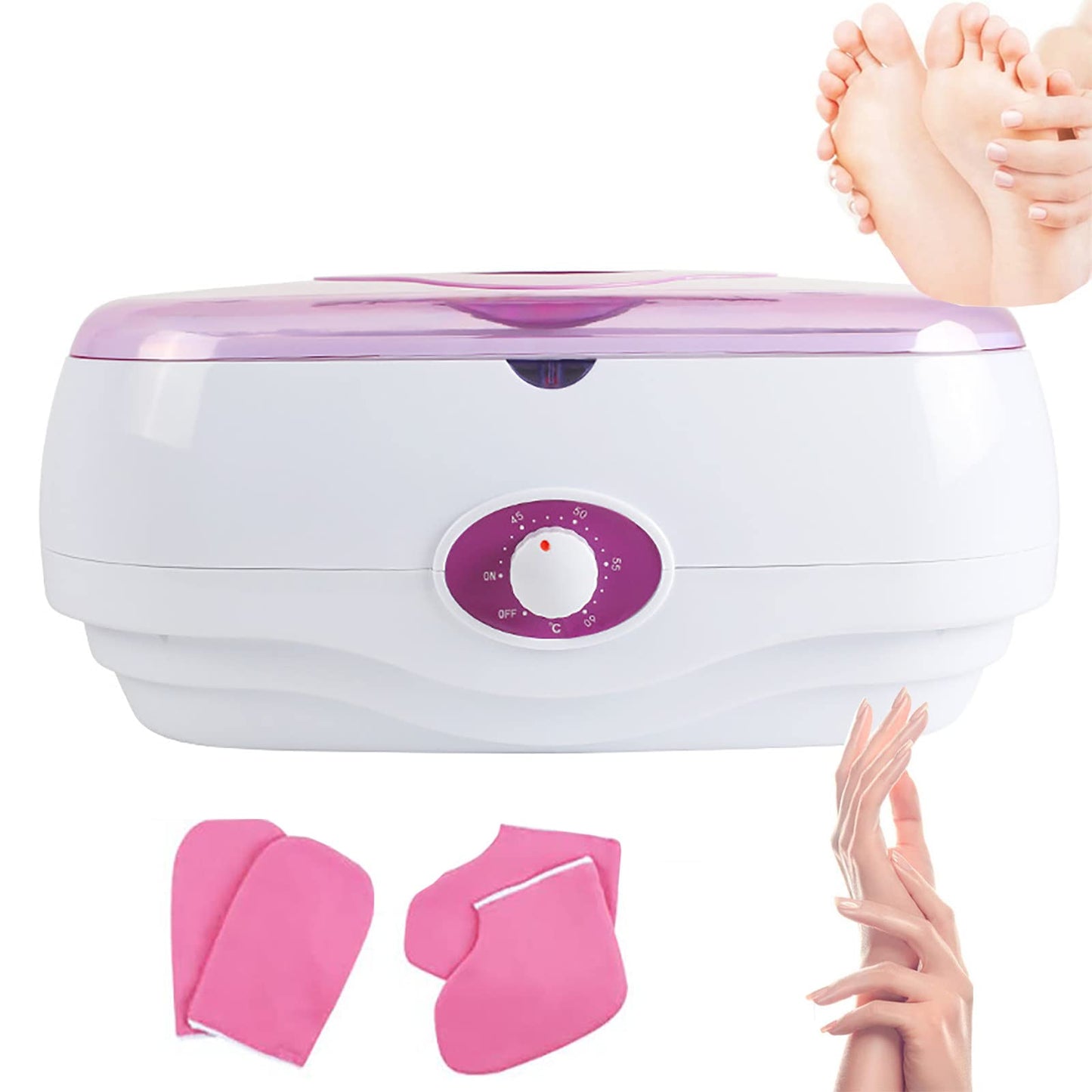 Hand & Foot Paraffin Bath 4L with Adjustable Temperature 0-60°C for Moisturizing & Relaxation