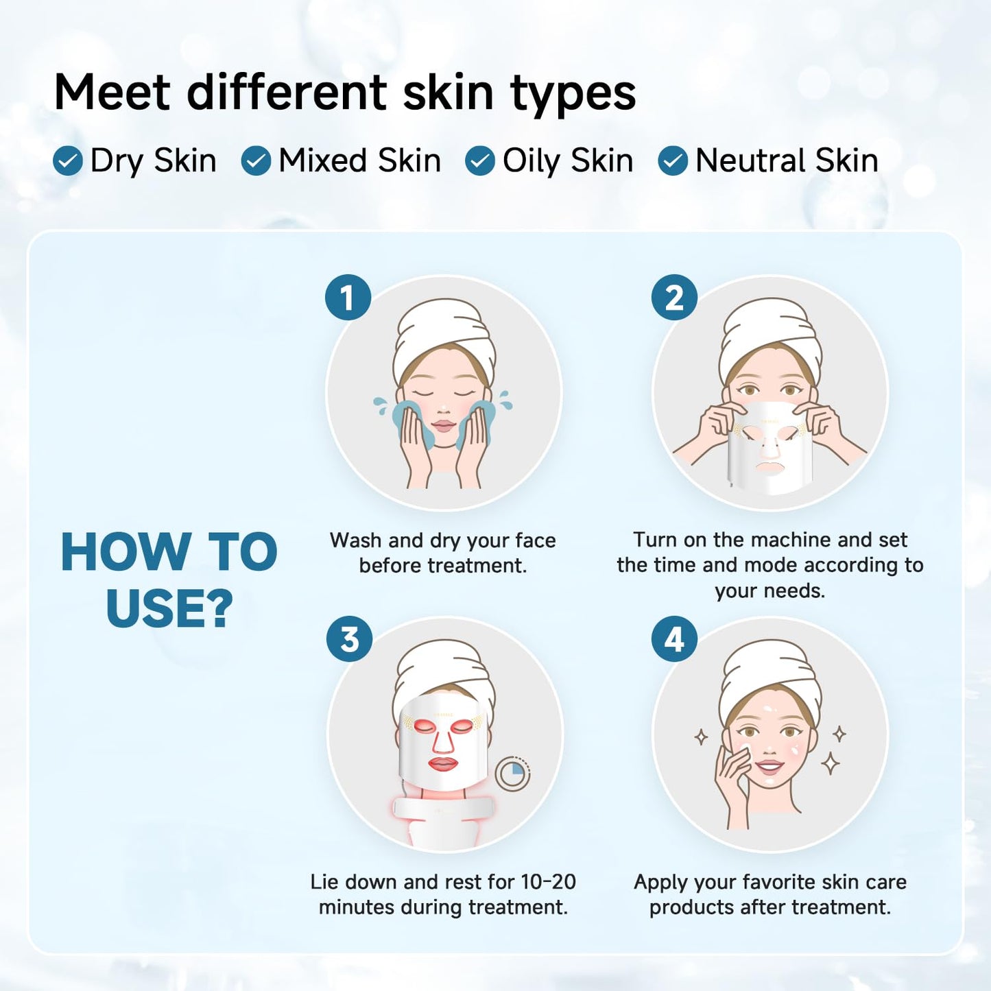 SWIRISE Red Light Therapy Face & Neck Mask with 4 Wavelengths