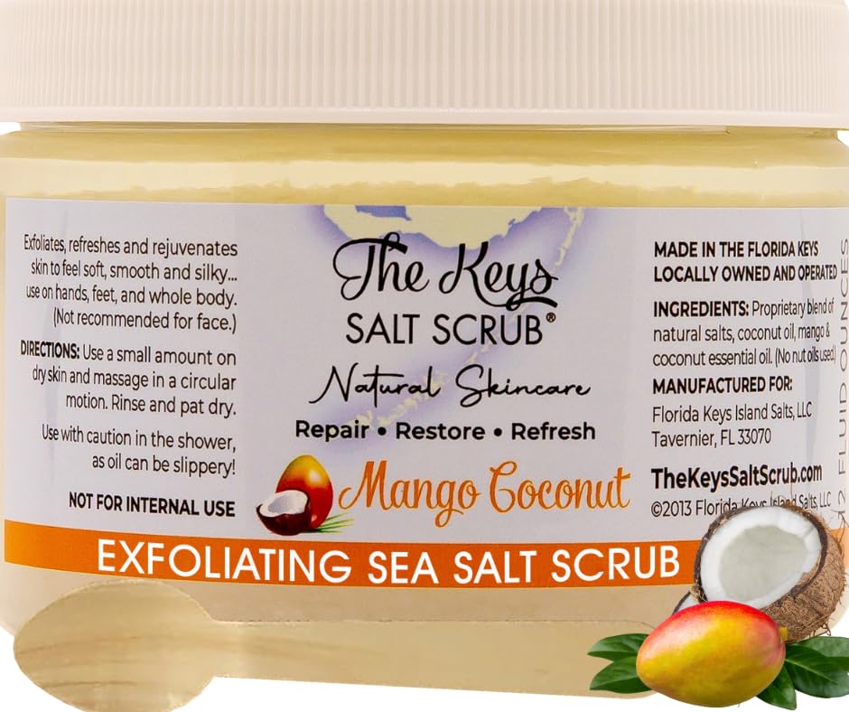 The Keys Sea Salt Exfoliating Body Scrub with Wooden Spoon