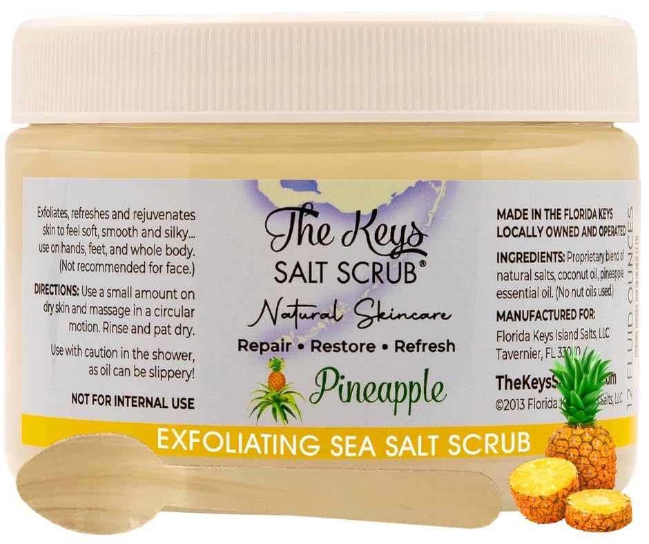 The Keys Sea Salt Exfoliating Body Scrub with Wooden Spoon