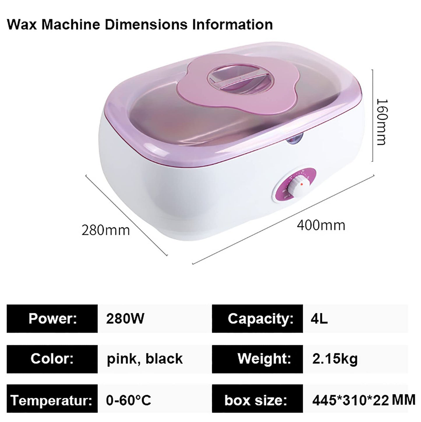 Hand & Foot Paraffin Bath 4L with Adjustable Temperature 0-60°C for Moisturizing & Relaxation