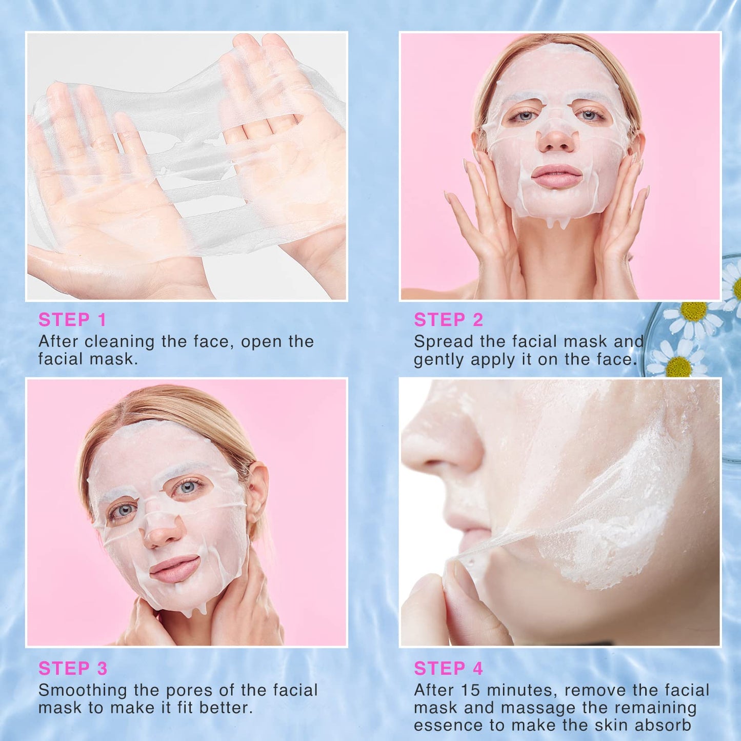 Collagen Essence Sheet Mask Set 48-Pack with Hyaluronic Acid