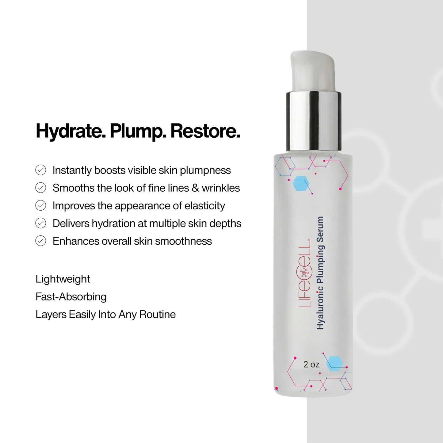 Hyaluronic Plumping Serum 1 Fl Oz for Hydration & Anti-Aging