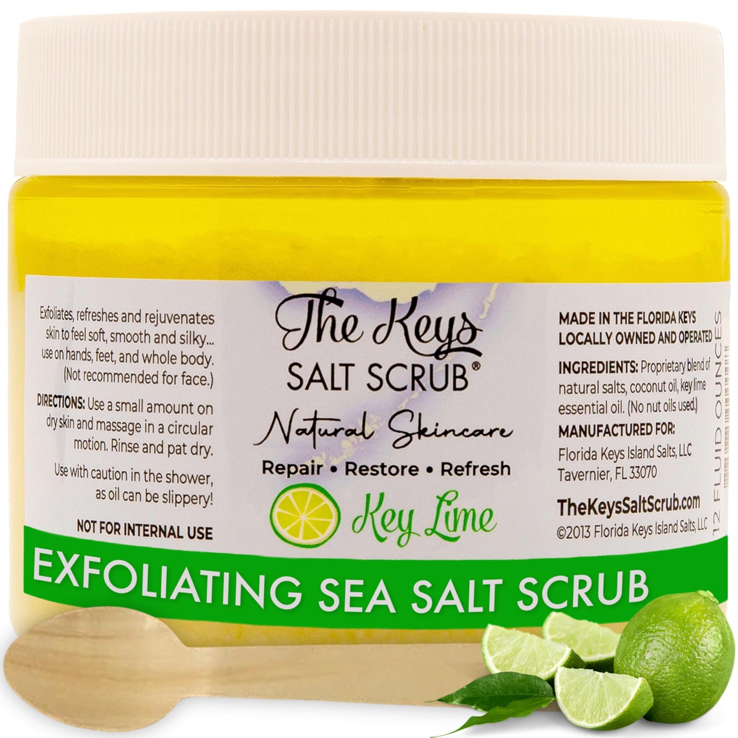 The Keys Sea Salt Exfoliating Body Scrub with Wooden Spoon