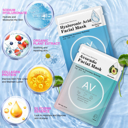 Collagen Essence Sheet Mask Set 48-Pack with Hyaluronic Acid