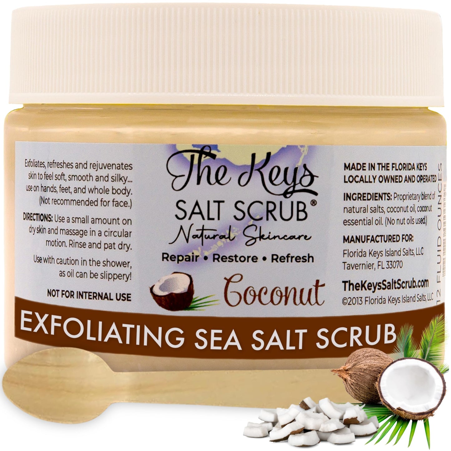 The Keys Sea Salt Exfoliating Body Scrub with Wooden Spoon